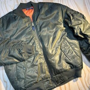 Army Navy Men's Vintage MIL-J-905 MA-1 Flight Bomber Jacket Olive Green Size L